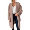 Autumn and Winter European and American Style Foreign Trade Temperament Elegant Long Collarless Cardigan Sweater Women's Coat