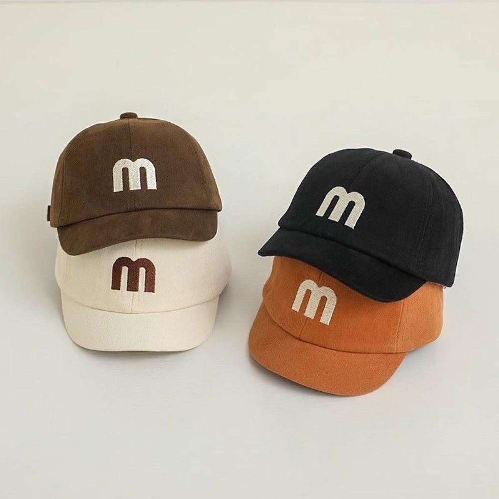 Letter Embroidered Baby Baseball Cap Solid Color Short Brim Visors for Baby Boys Girls