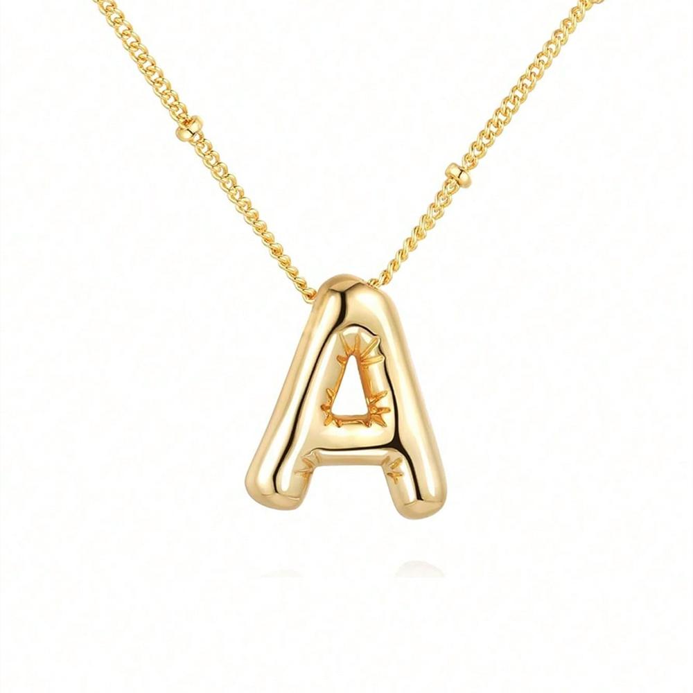 Винтажное ожерелье с подвеской в ​​виде воздушного шара и массивных букв для женщин, золотого цвета, 26 английских букв, инициалов, ожерелья, ювелирное изделие, подарок
