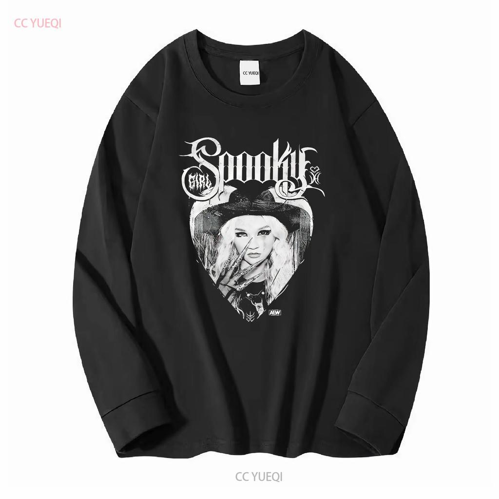 Джулия Харт Spooky Girl AEW Официальная футболка с длинным или коротким рукавом винтажная стираная мягкая повседневная топ для повседневной носки стильный