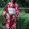 Getz Flowing Cherry Blossom with a Plain Elegant One Size Fits Set with Perfect for Fireworks Summer Bon and and Perfect for Women's Yukata, Red,
