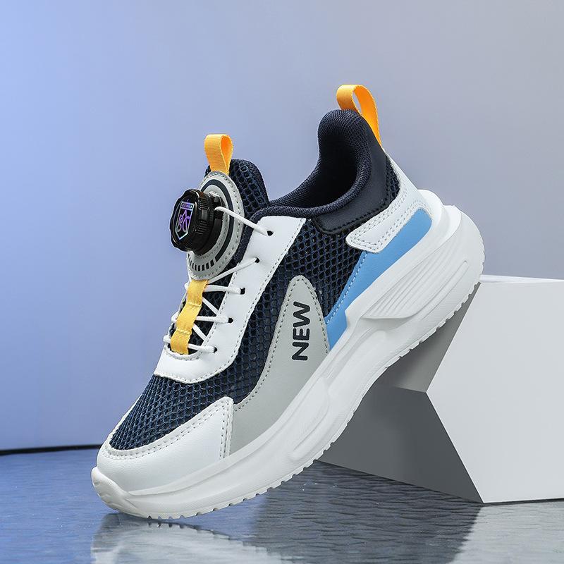 Children's personalized outdoor sports shoes 2025 boys rotating button breathable shoes medium older girls outdoor casual shoes