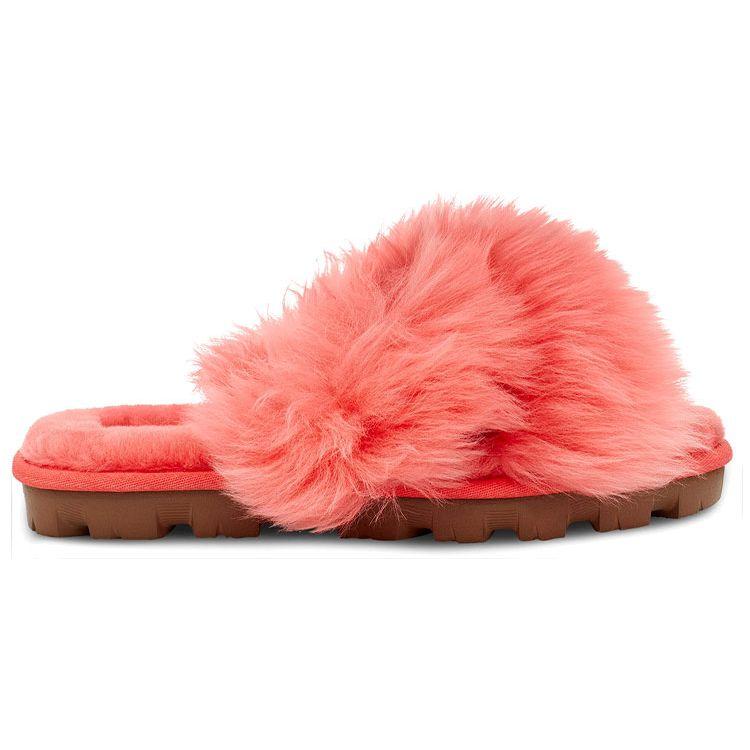 UGG Удобные Легкие Шлепанцы на Резиновой Подошве Женские Сандалии Ярко-Кораллово-Красные 1108917-PCRL