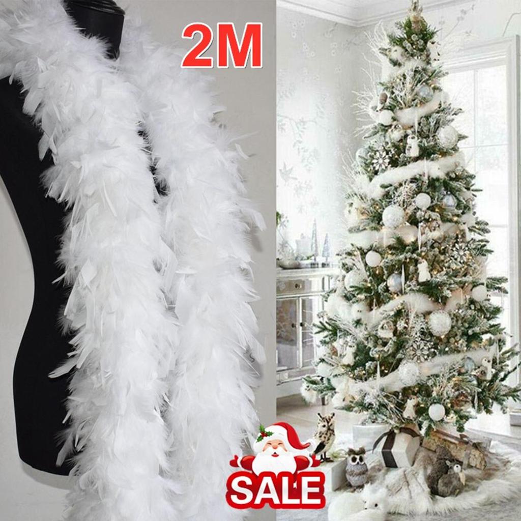 DIY 2m Feather Boa Christmas Tree Decoration Feathers Wedding Shawl White Feather Boa Ribbon Feathers Dress Garland Decorative