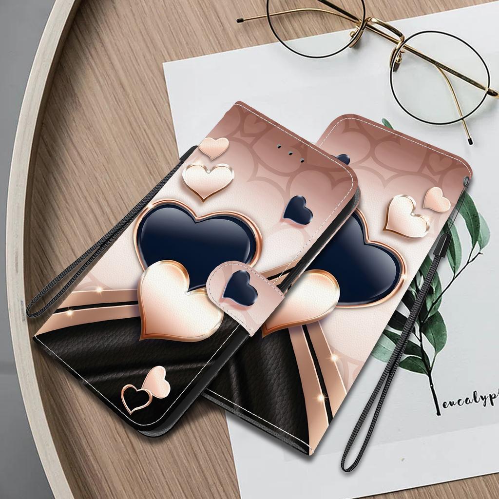 Чехол-книжка из искусственной кожи ручной работы для Samsung A22 5G/A22s 5G (SM-A226B/A226L)- Противоскользящий ударопрочный чехол с ремешком на запястье и дизайнами в виде сердец/роз и кошек