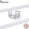 BAMOER из стерлингового серебра 925 пробы, многослойное кольцо с блестящими звездами для женщин, регулируемое массивное кольцо