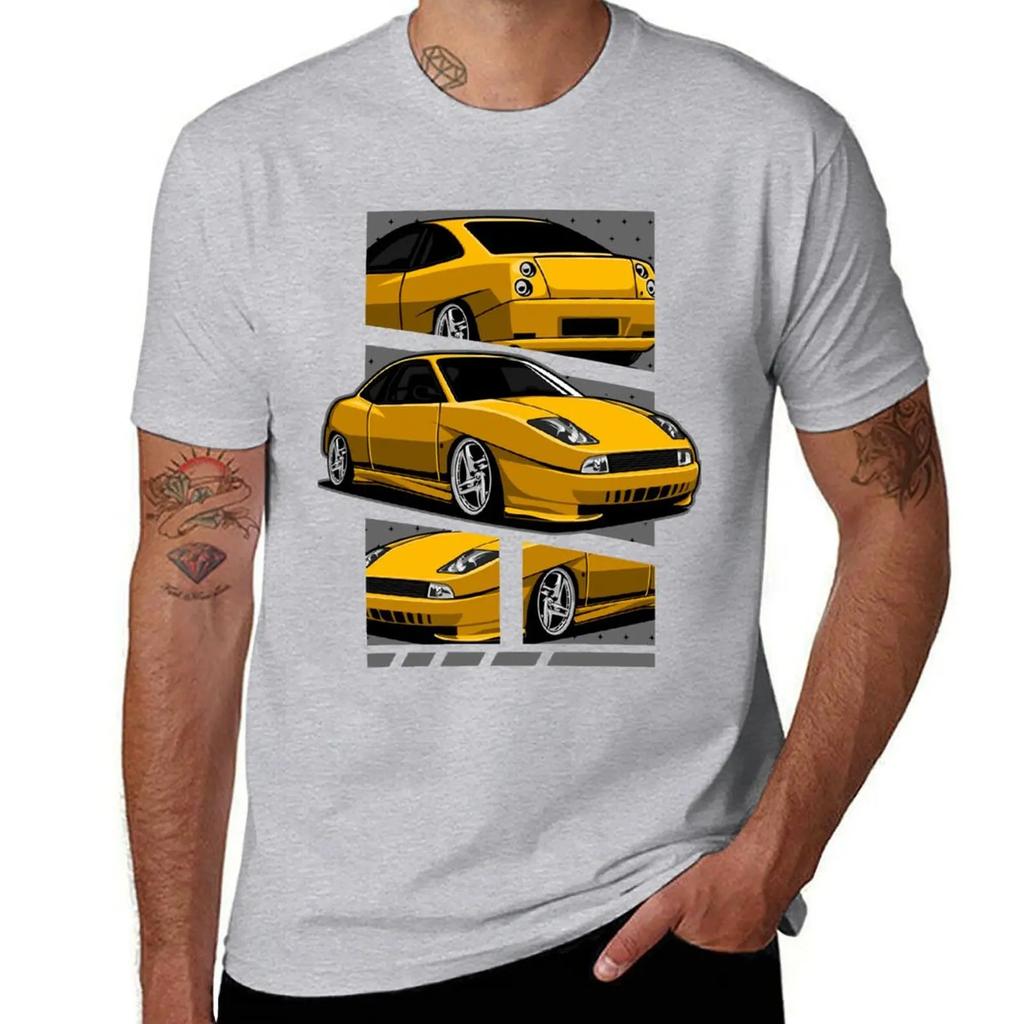 Fiat Coupe 20V Turbo Yellow TShirt graphics korean fashion blacks tshirts for men 2025 new model