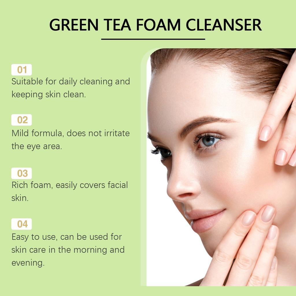Green Tea Foam Cleanser Gently Cleanses Facial Skin  Pores And Moisturizes100ml