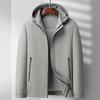 Весенне-осенняя куртка мужская деловая с капюшоном, съемная, для папы среднего возраста, на молнии, ветрозащитная, простая куртка, мужская одежда