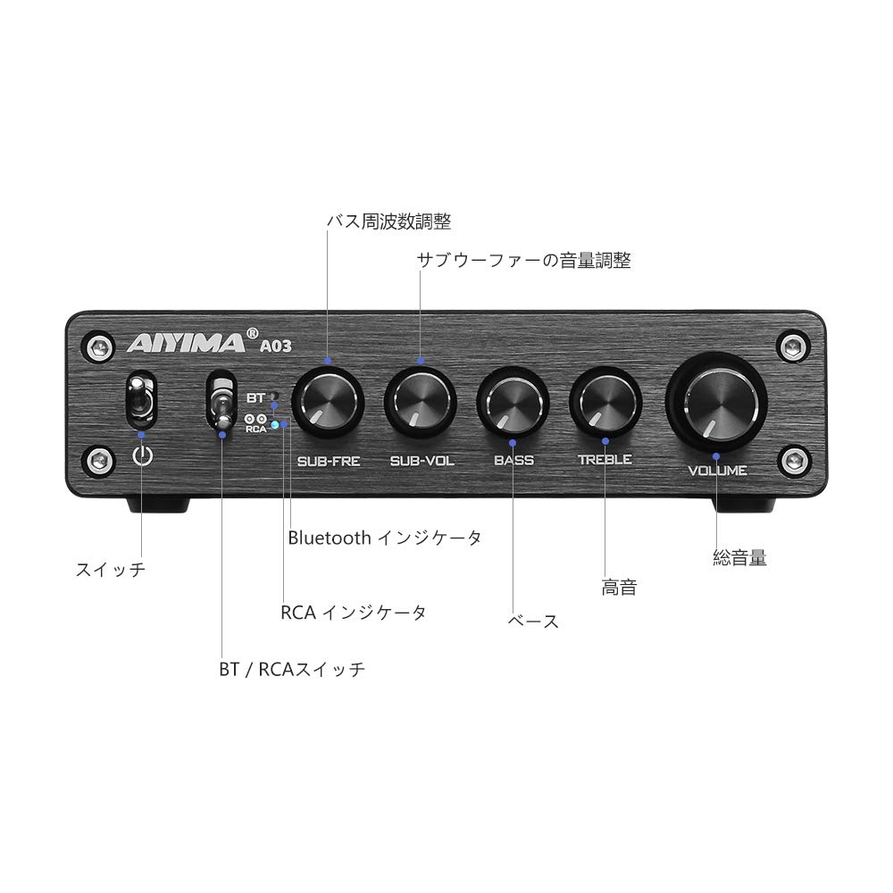 AIYIMA A03 TPA3116 сабвуфер Bluetooth усилитель HiFi TPA3116D2-канальный цифровой аудиоусилитель 2.1 50 Вт2+100 Вт DC12-24 В