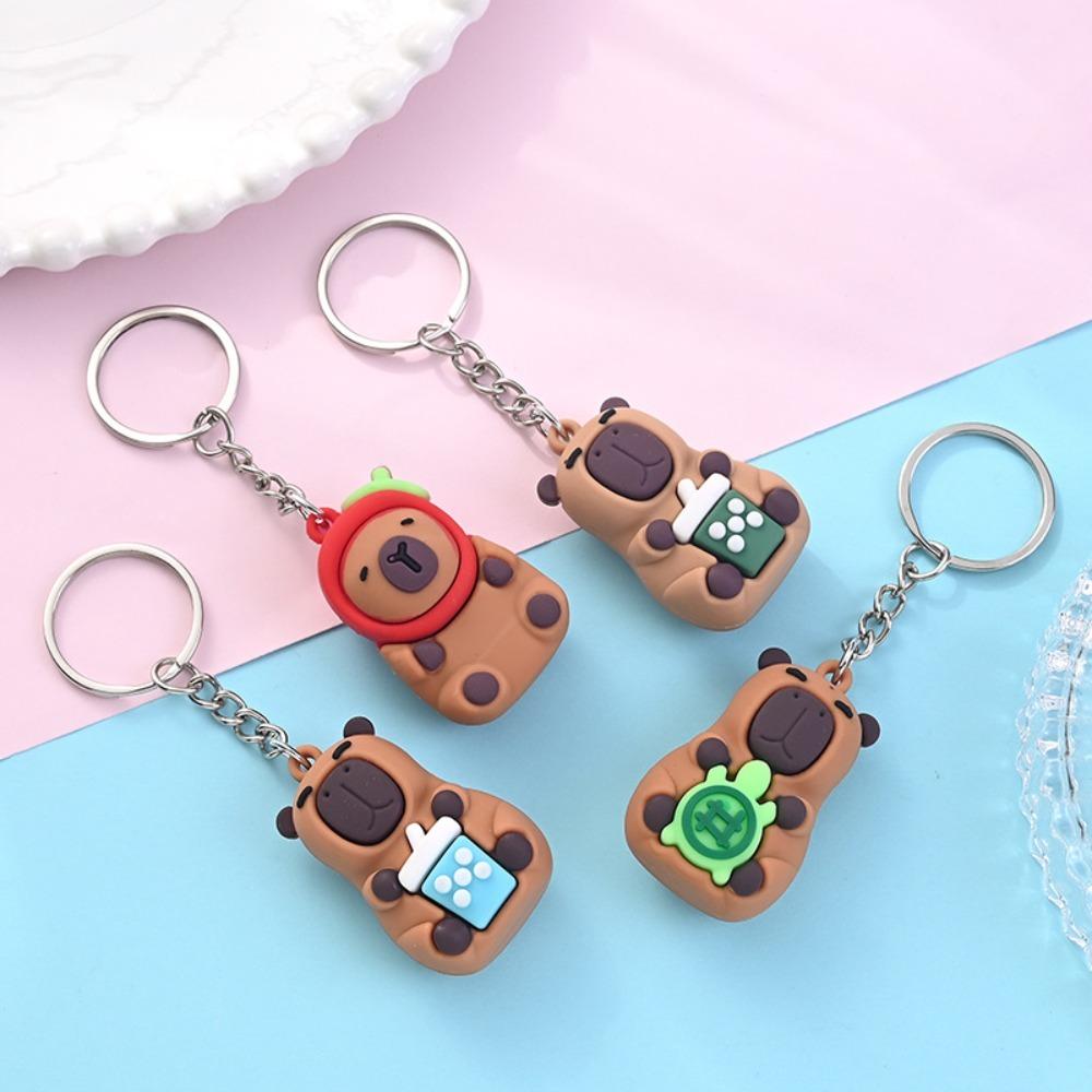 Mental Capybara Key Ring PVC Animal Pendant Bag Accessories Cartoon Keychain  Backpack