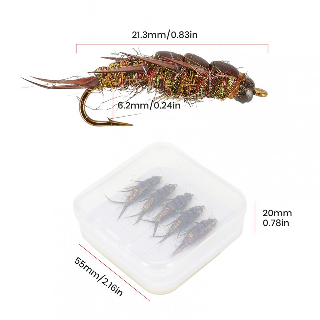 5 шт. рыболовный крючок нимфа каменная муха приманка нахлыстовая наживка для форели окуня хариуса