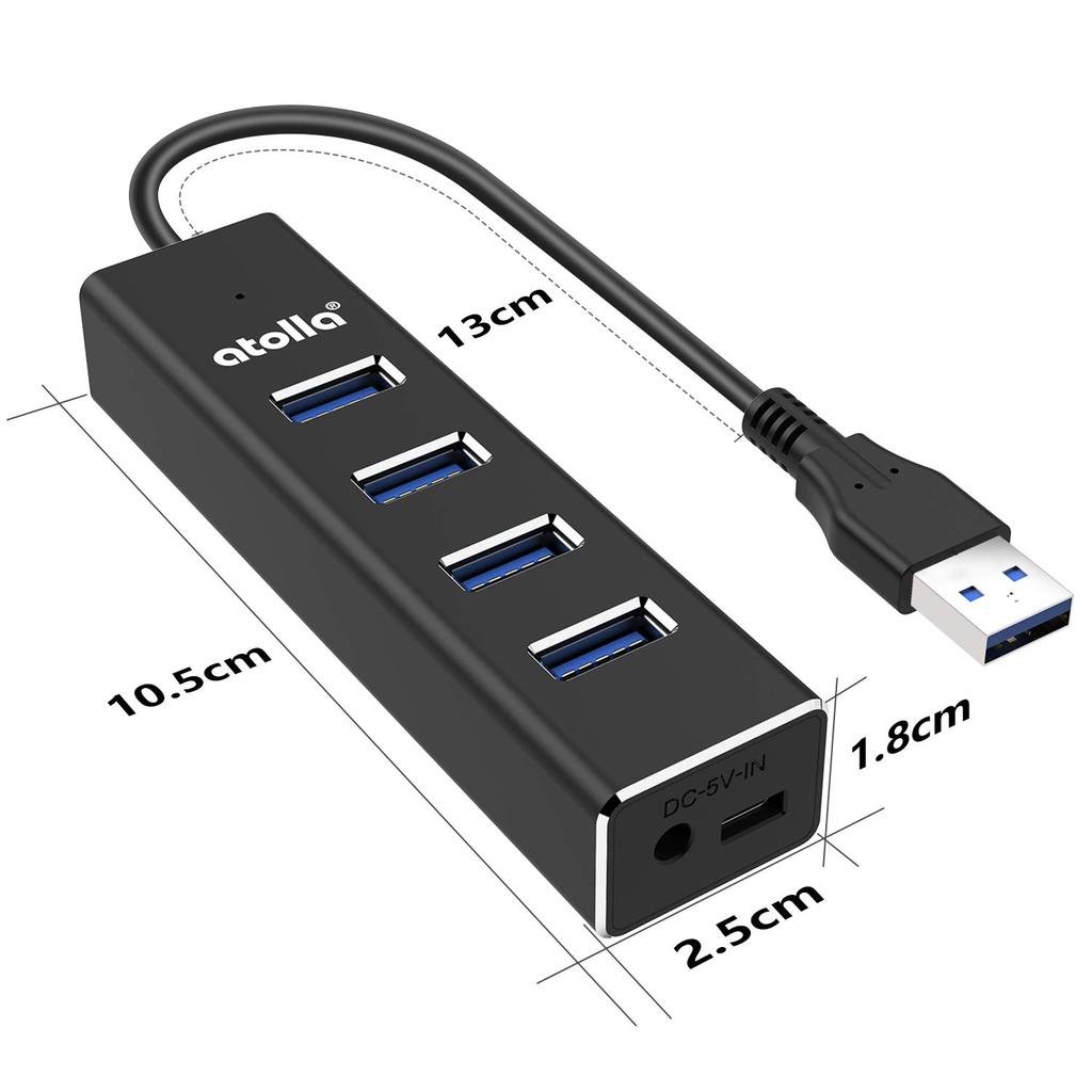 Atolla USB USB Алюминиевый USB-хаб Расширитель 5 Гбит/с Данные Легкий и Совместимый с iPad и для Удаленной Работы, 4-портовый USB 3.0 Хаб, Сплав, Хаб, Высокоскоростной