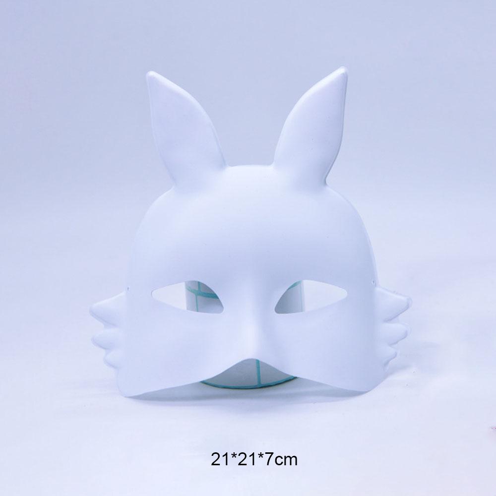Hand Painted Blank Rabbit Mask DIY Matte White Bunny Masquerade Women Mask Halloween Party PVC Rabbit Unpainted Decorative Masks