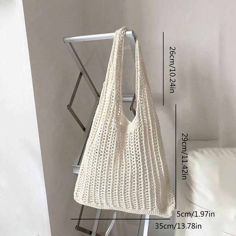 Knitted Handbags Beach Bags Lightweight Students Shoulder Casual Tote Female Style Shopping Woven Bags For Women Girls CLE