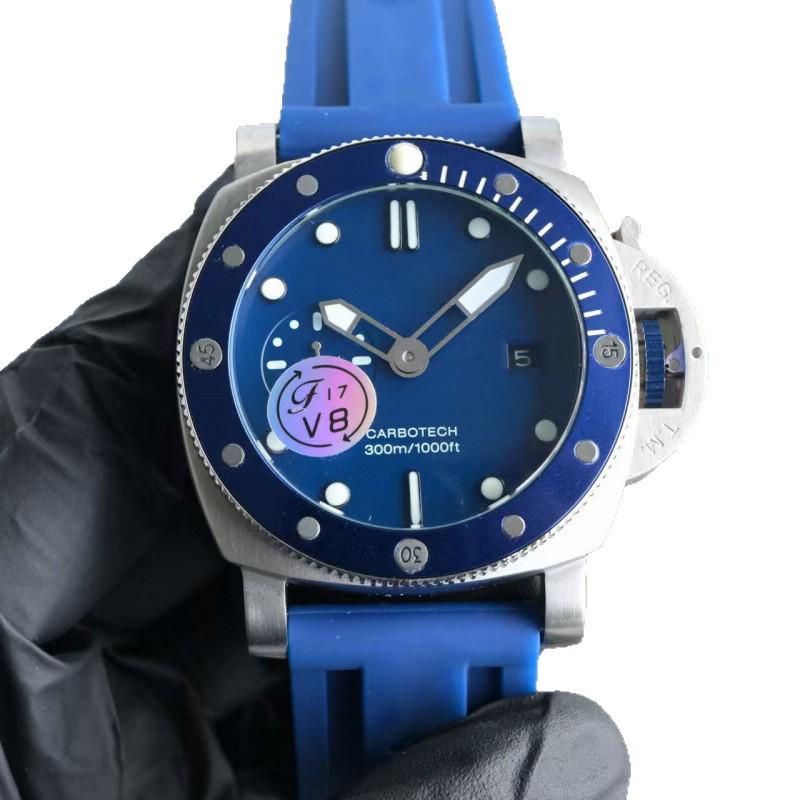 Мужские автоматические часы Panerai High Fat Da Hai 44 мм с холщовым и резиновым ремешком.
