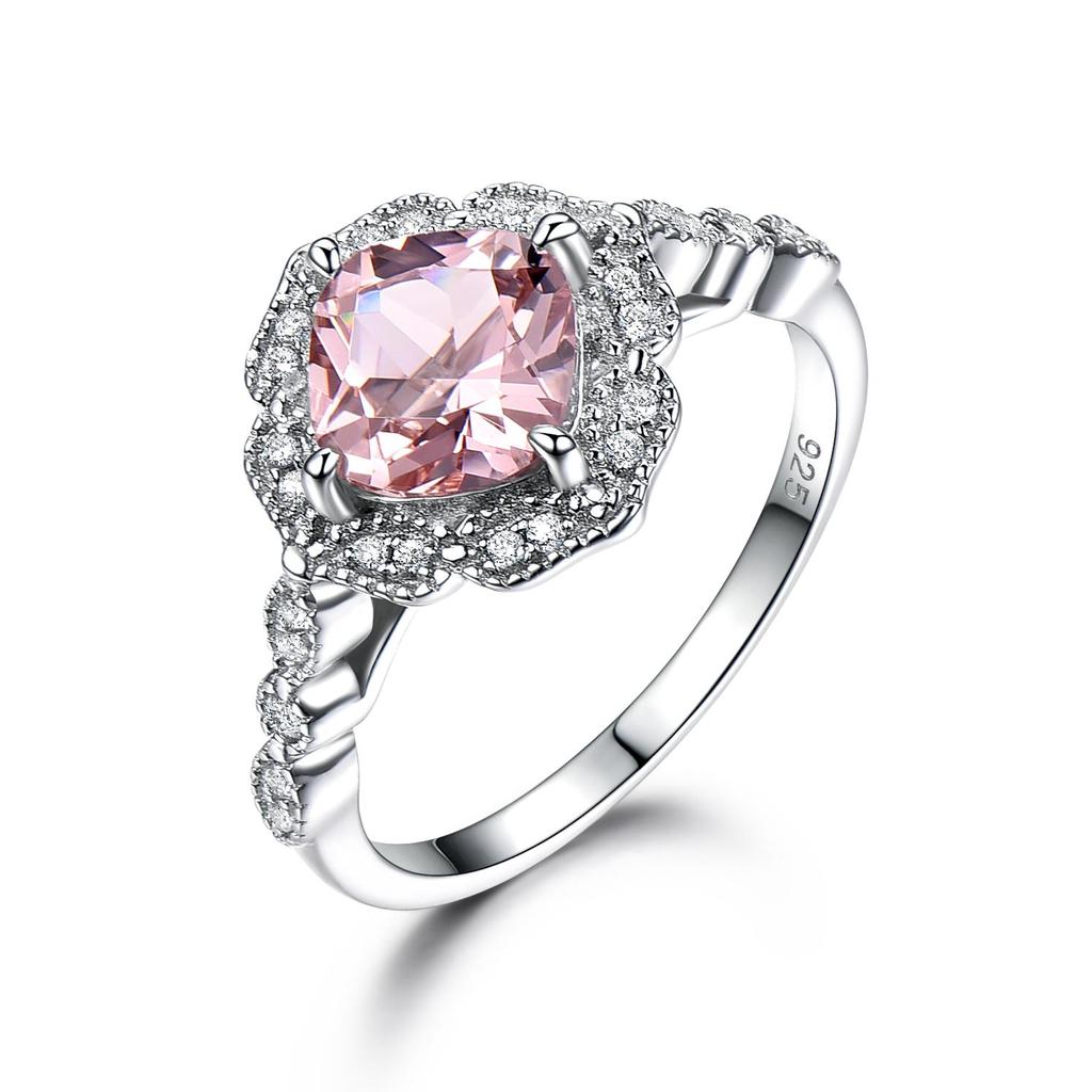 S925 Sterling Silver Luxury Fashion Morganite Ring For Women Personalized Valentine's Day Gift