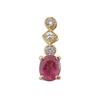 [New] K18 Ruby/Diamond Oval Cut Pendant/Top [f1-15]
