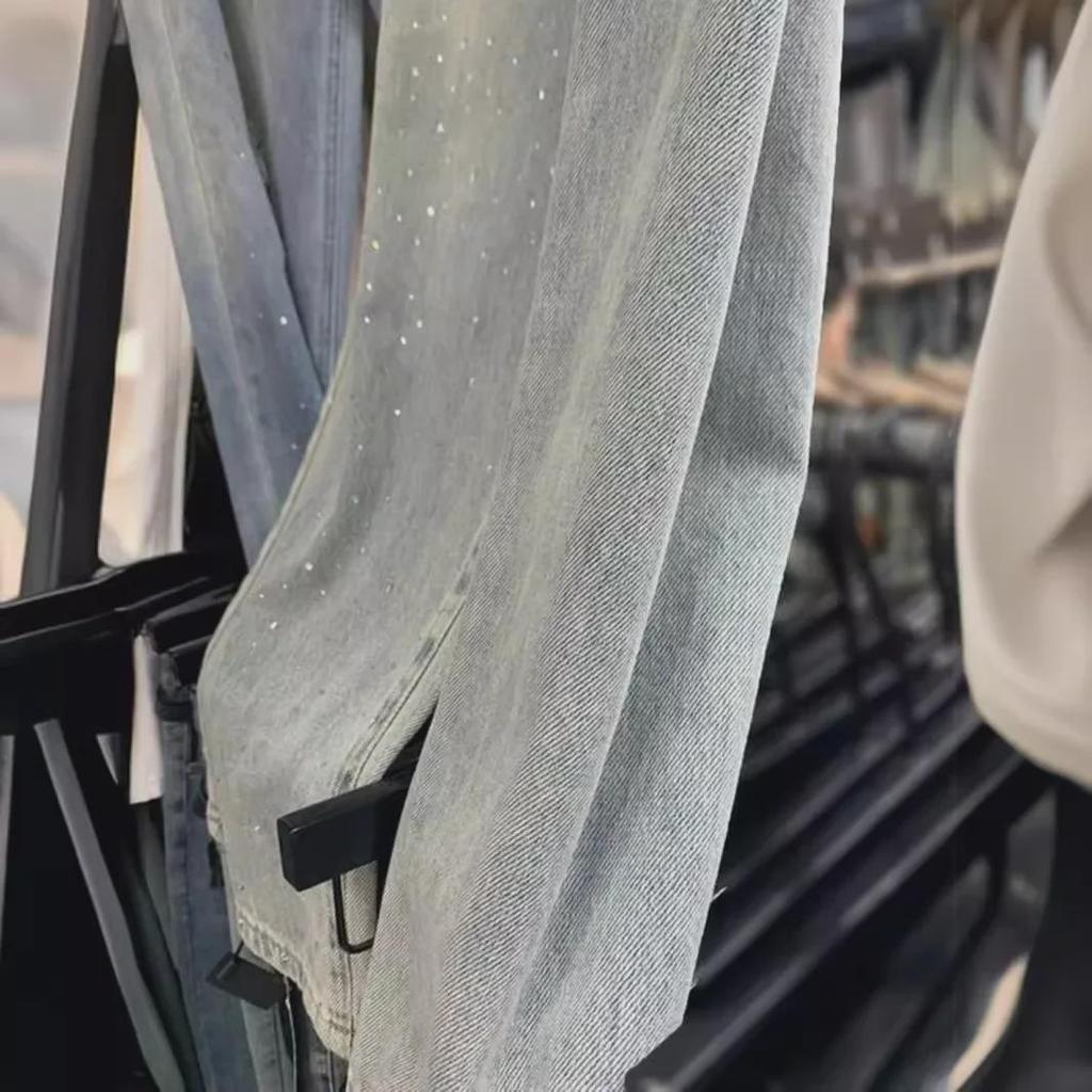 European Heavy-Duty Starry Sky High Waist Wide-Leg Jeans for Women - Summer Fashion