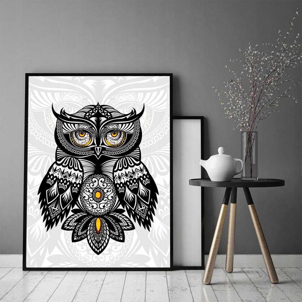 Picture poster In a frame 53x73 cm Owl Tribal P589