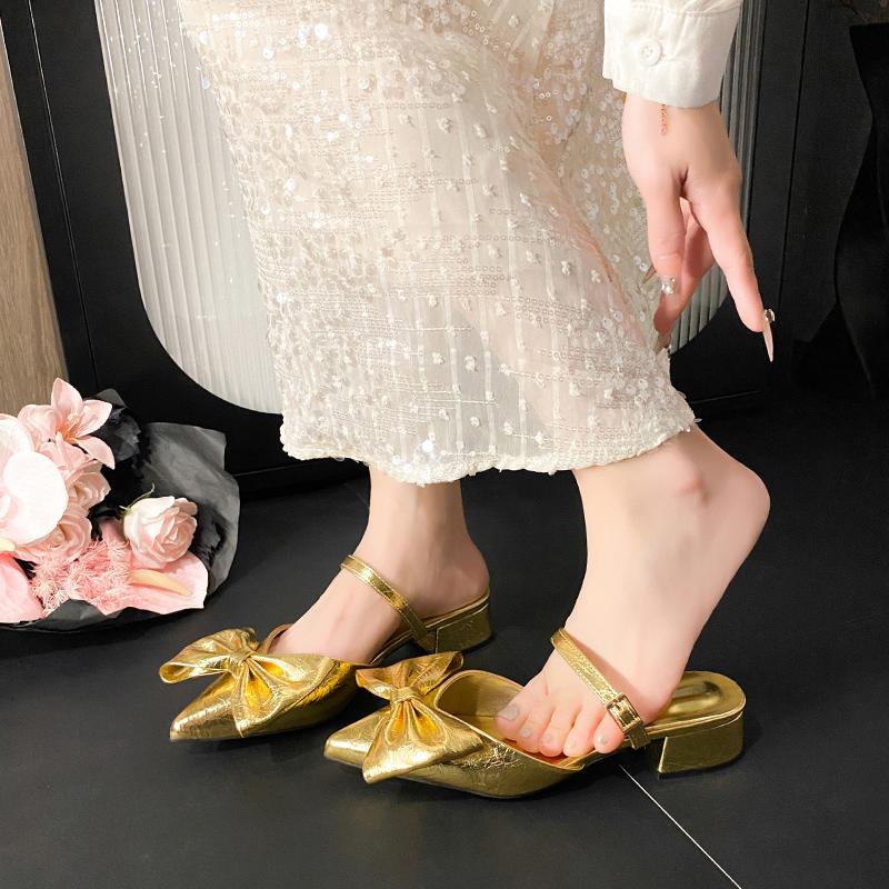Fashion 2025 New Butterfly-knot Women Hot Selling Simple Fashion High Quality Simple and Elegant Slippers Sandals High Heel Ladies Shoe