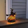 Yousheng Stained Glass Witch Hat Lamp, Handcrafted Retro Resin Witch Lamp, USB Powered Gothic Wizard Hats Night Light, Halloween Home Decor