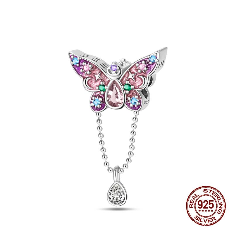 100% стерлингового серебра 925 пробы модные принцессы розовые банты подвески бусины подходят 925 оригинальные браслеты DIY ювелирные изделия подарки на годовщину