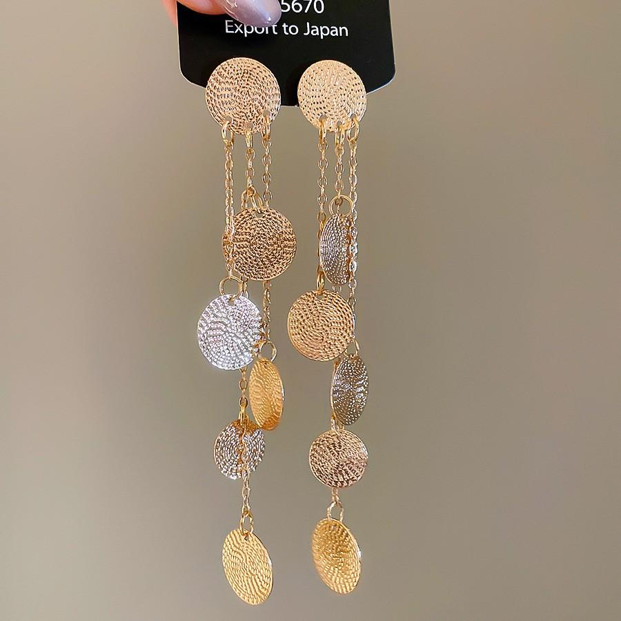 Серьги-подвески с геометрическим ажурным круглым кулоном 'Серебряная игла' в европейском и американском преувеличенном стиле для женщин.