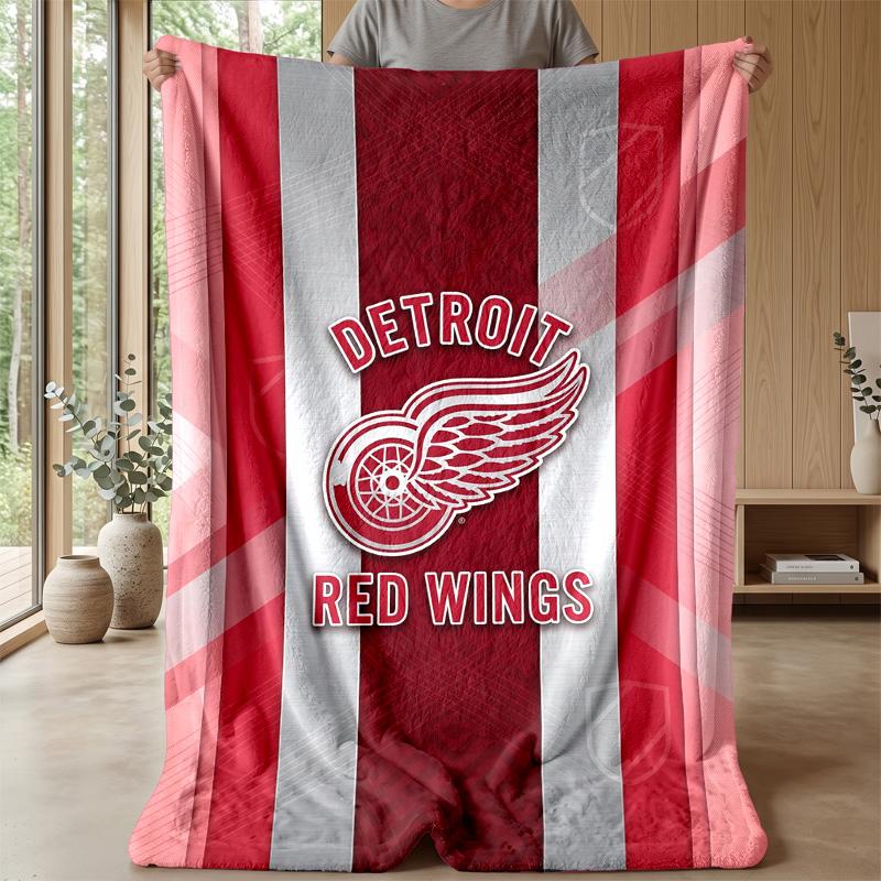 Detroit Red Wings Flannel Fleece Blanket Cozy Warm Throw Blanket For Couch Bed Travel All Season Use