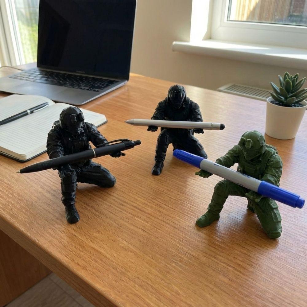 Special Forces Figure 3D Printed Pen Stand Plastic Pencils Desk Organizer Home Office