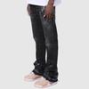 Men's Vintage Jeans Casual Straight Mid Waist Denim Pants Distressed Washed Trousers with Pockets for Streetwear Travel