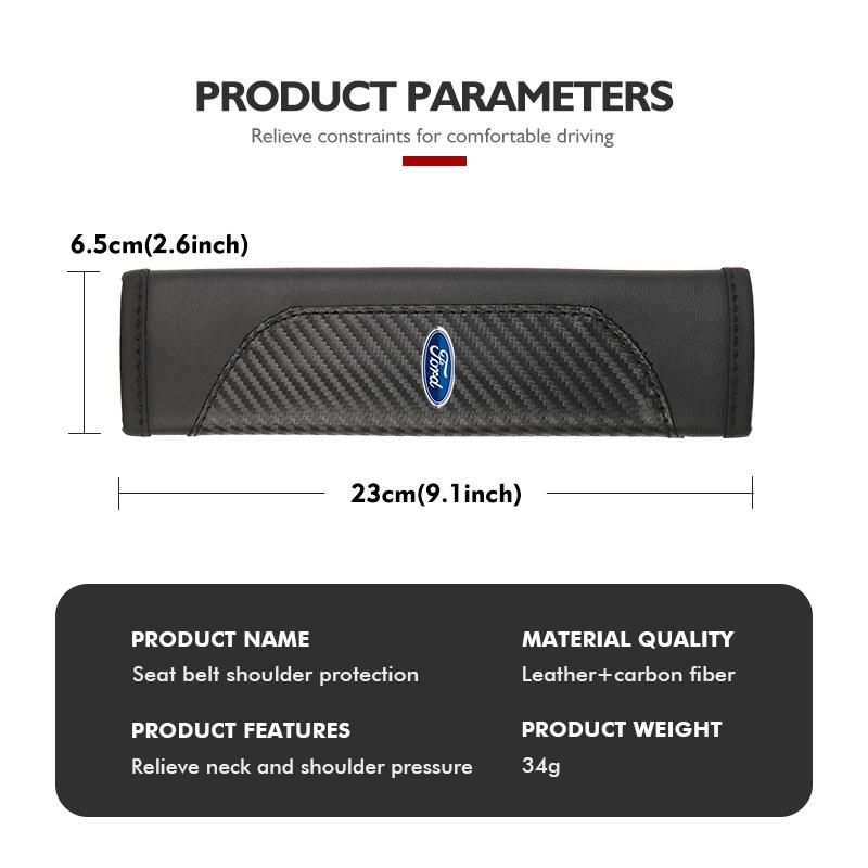 Luxury Carbon Fiber Splicing Seat Belt Cover Car Accessories For Ford Escort KA Flex Everest KA Expedition Falcon Fusion