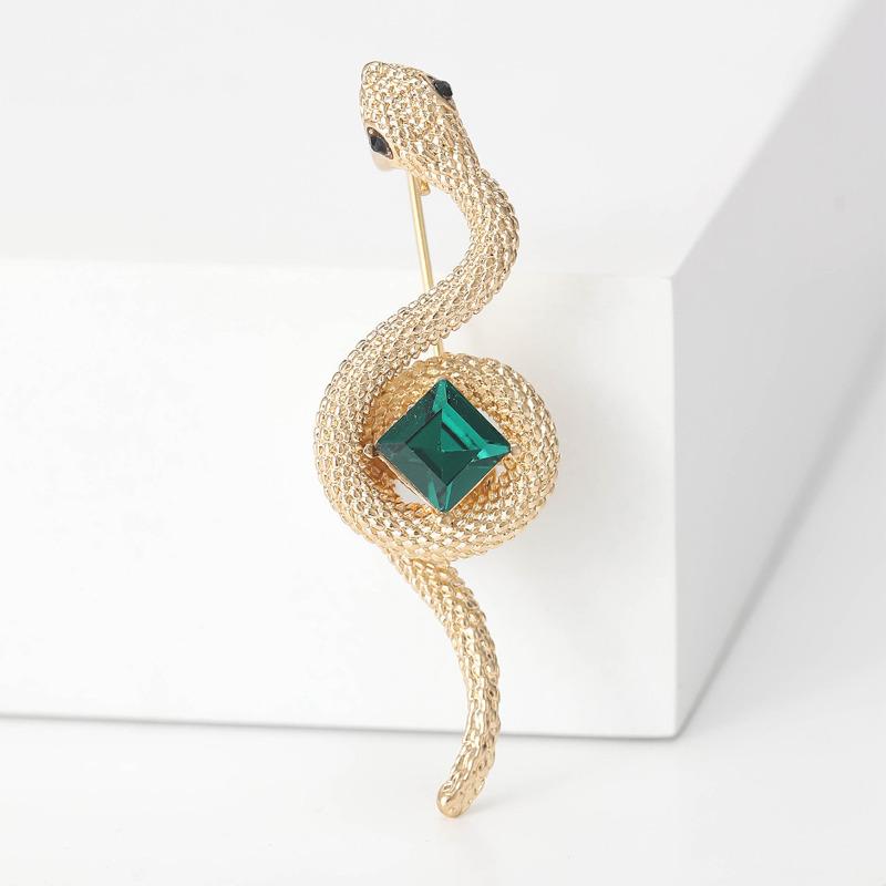 Роскошная зеленая красная хрустальная брошь в виде змеи для женщин и мужчин, значки в виде животных, повседневные украшения для вечеринок