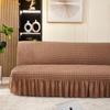 Solid Color Seersucker Fabric All Without Armless Sofa Bed Cover With Skirt Slipcover Fitted Couch Cover Washable Elastic Fabric