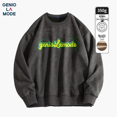 Мужской свитшот с круглым вырезом и замшевым принтом GENIOLAMODE