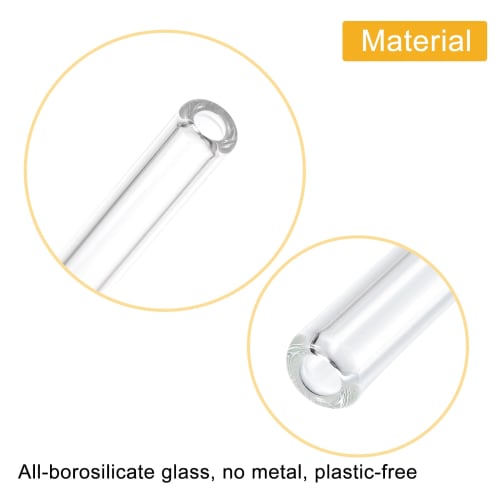 uxcell Reusable Glass Straws for Frozen Sparkling Tea, 200x6.2mm, with Cleaning Brush, Pack of 4
