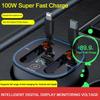Сверхбыстрая автомобильная зарядка 100 Вт Кабель USB Type-C Кабель для быстрой зарядки iPhone Адаптер прикуривателя Цифровой дисплей