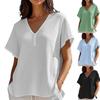 Весна и лето Новые свободные однотонные топы с V-образным вырезом и короткими рукавами женские блузки и рубашки