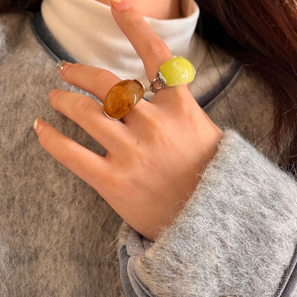 Jewelry Accessories Geometric Open Ring Korean Style Wide Finger Buckle Metal Ring Gift