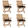 VidaXL Folding Garden Chairs with Cushions 4 Pcs Solid Teak 3072746