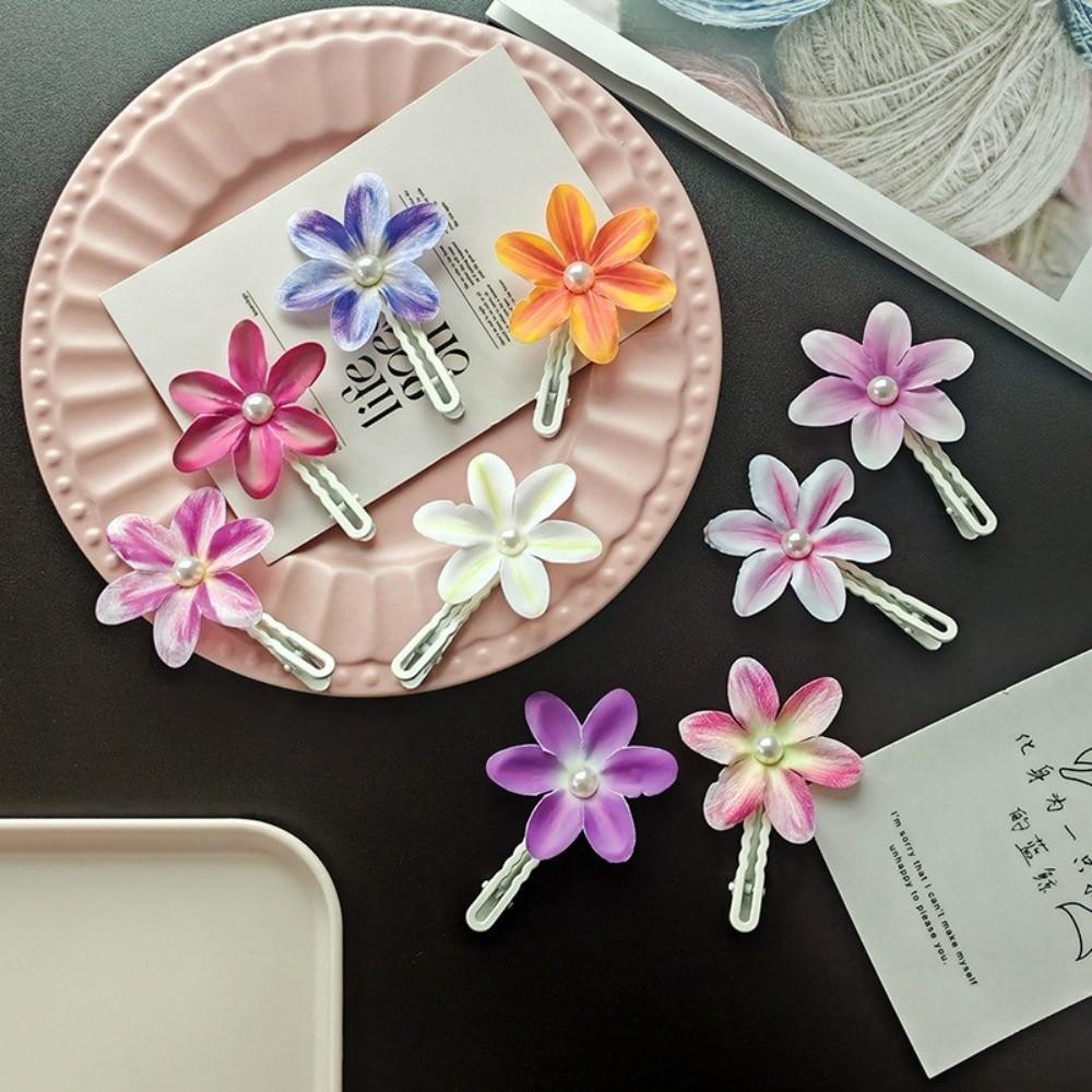 10Pcs Orchid Orchid Hair Clip with Pearl Embellishments Floral Hair Clip Hair Accessory