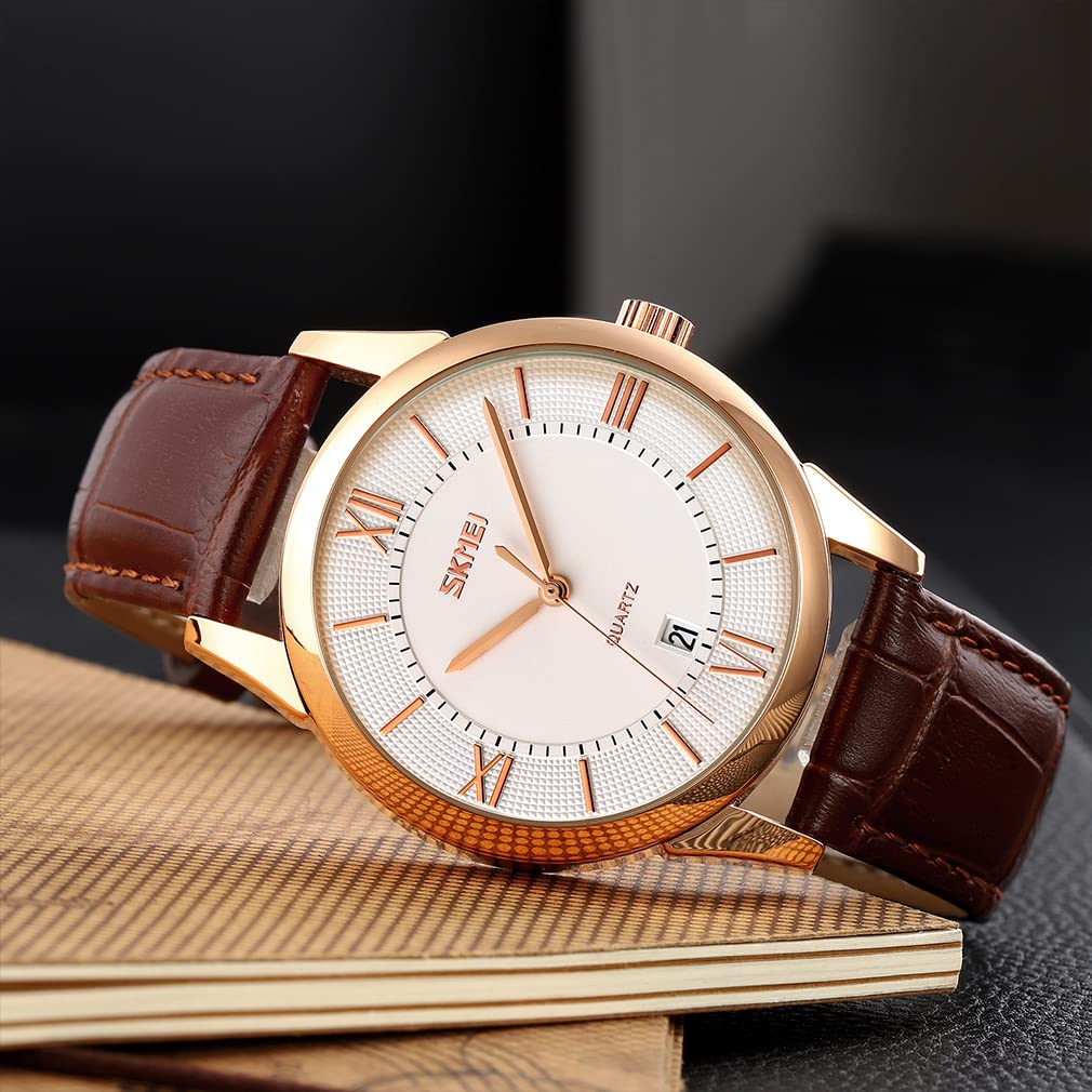 Arm Classic Leather Brand High School White Watch for Men Men's Watch, Simple, Stylish, Watch, Men's Watch, Brown, Strap, Waterproof, Business,