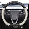 Genuine Leather Steering Wheel Cover Tesla Model 3 Y 38cm Diameter Sport Style Universal Fit