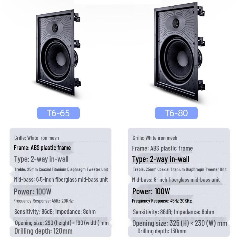 SANSUI T6 5.1-Channel Recessed Home Theater Ceiling Speaker System CN plug (adapter included) (CN version)