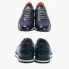 Genuine Leather Luxury Italian Business Casual Cushioned Height Size "Irodori" Men's Sneakers, Design, Style, Insole, Enhancer, IS-2202 (Navy, 26.5cm)