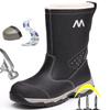 Waterproof Men Boots Puncture-Proof Work Boots Safety Steel Toe Shoes Men Mid-Calf Boots Leather Shoes Protective Boots Winter