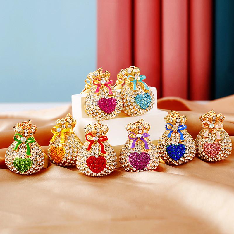 Элегантный брелок-подвеска в виде сердца с отделкой стразами, мешочек удачи, для креативного подарка