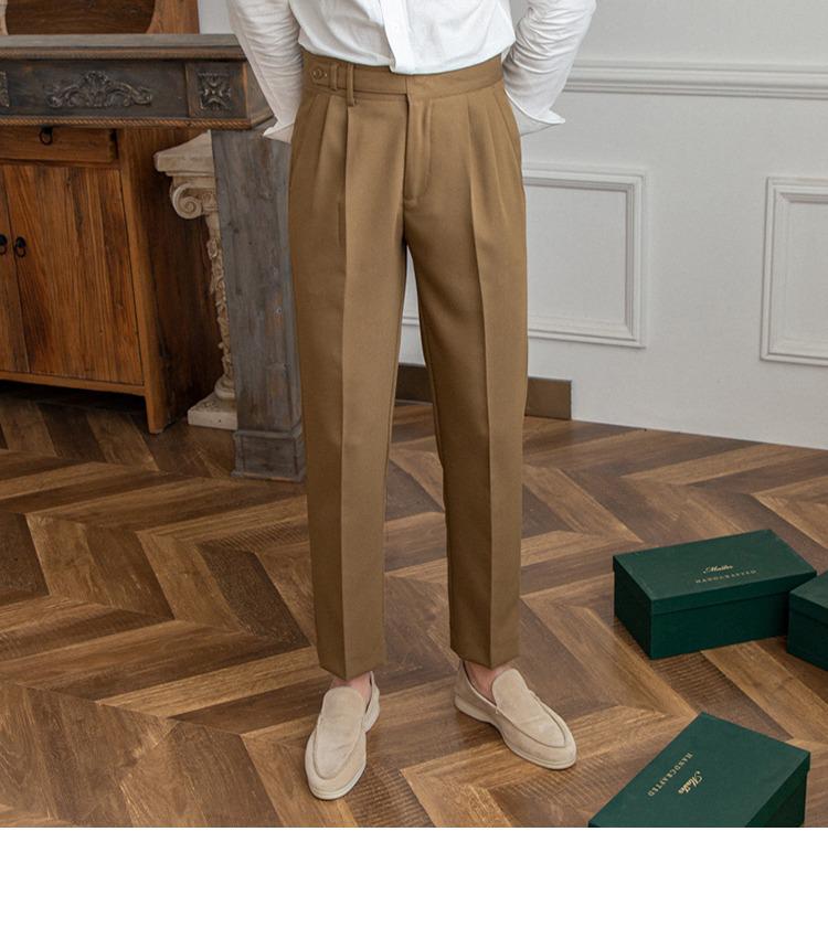 Korean-Style Mid-High Waist Straight Nine-Point Pants – Men's British Anti-Wrinkle Casual Wear