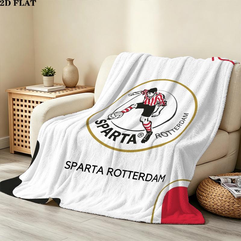 Sparta Rotterdam Print Flannel Blanket, High quality Comfortable for All Seasons, Home Decor, Warmth and Comfort, Perfect for Christmas Gifts