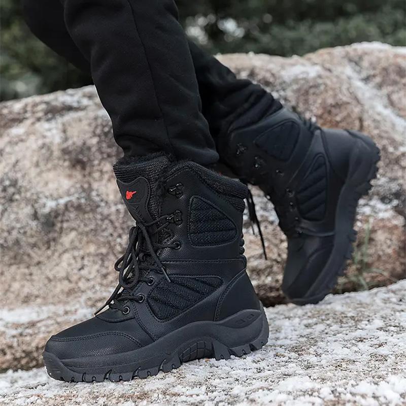Мужские зимние ботинки, очень теплые мужские походные ботинки, высококачественные водонепроницаемые кожаные высокие мужские ботинки большого размера, уличные кроссовки